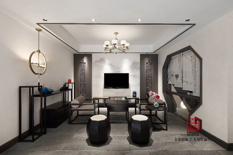 山水清音500㎡新中式風(fēng)格別墅裝修實(shí)景圖