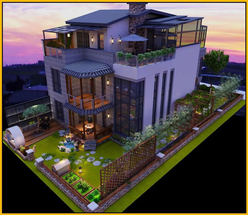 山水清音500㎡新中式風(fēng)格別墅裝修實(shí)景圖