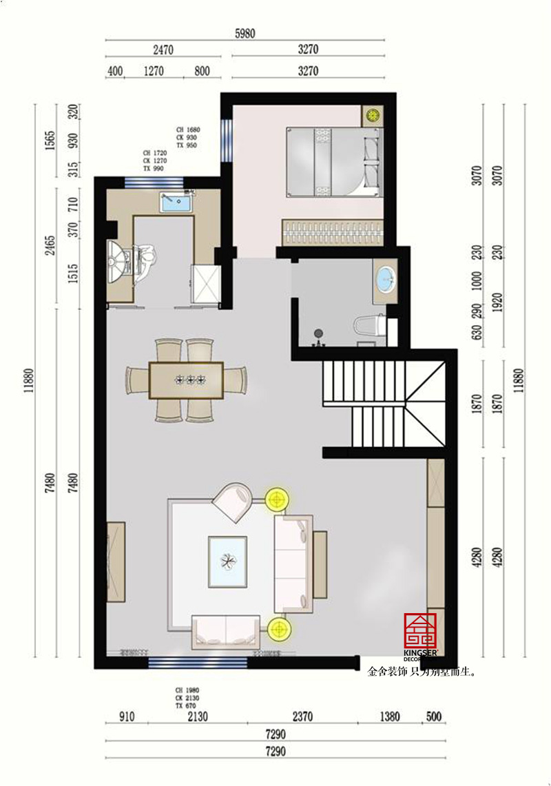 西山林語-260平米-二層平面布局圖