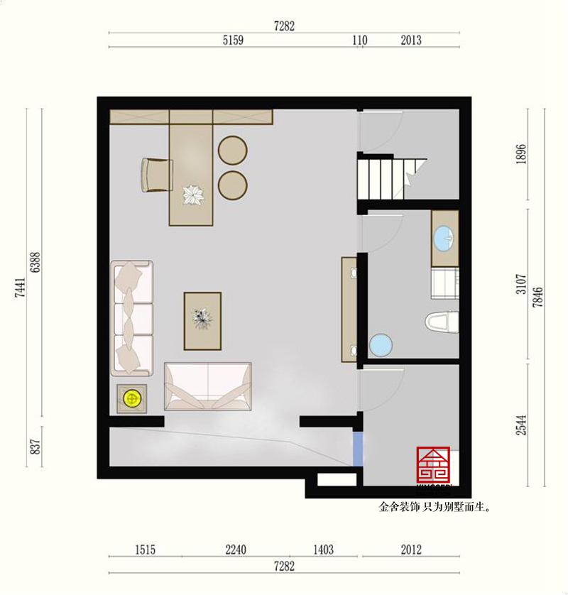 西山林語-260平米-負(fù)一層平面布局圖