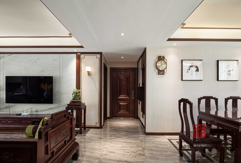 祥云鳳凰福邸158平新中式風(fēng)格玄關(guān)實(shí)景圖