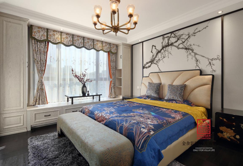 珺合府180平新中式風(fēng)格臥室實(shí)景圖