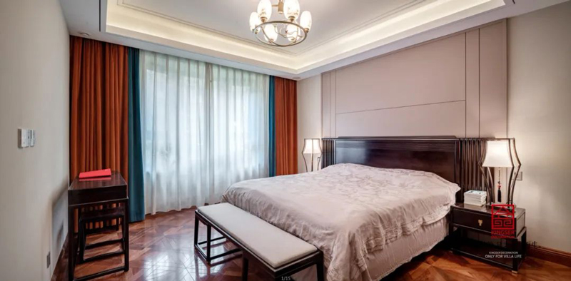 天山國賓壹號裝修188㎡新中式風格臥室實景圖