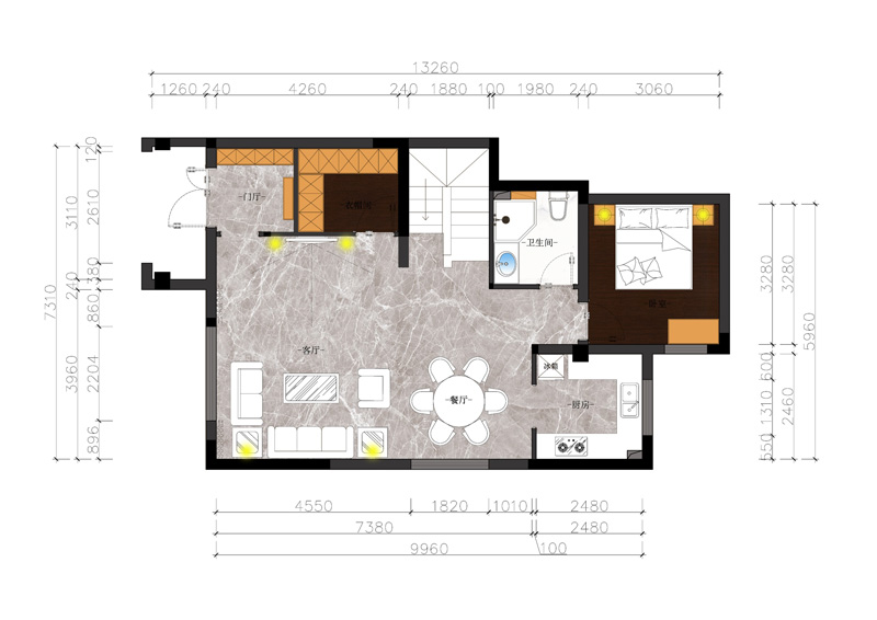 西山林語二期260平下疊戶型裝修設(shè)計