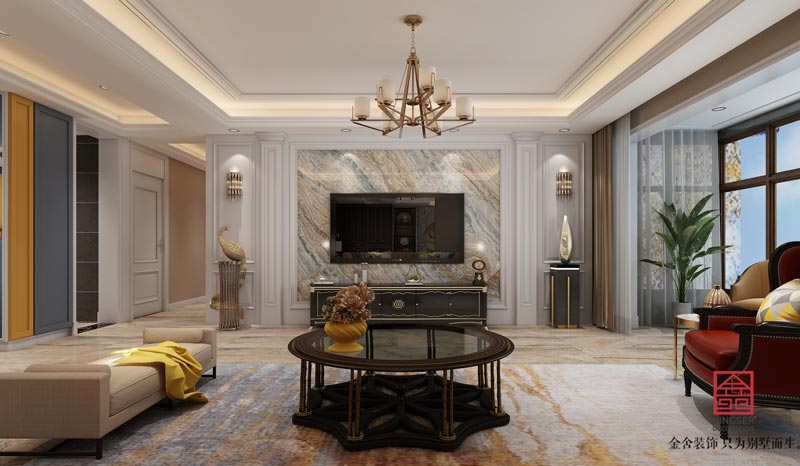 深州國賓壹號(hào)200平傳統(tǒng)美式風(fēng)格裝修效果圖