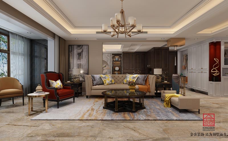 深州國賓壹號(hào)200平傳統(tǒng)美式風(fēng)格裝修效果圖