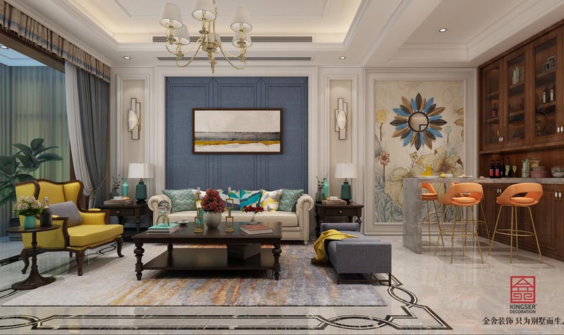 碧桂園別墅裝修260平米美式風(fēng)格設(shè)計(jì)效果圖