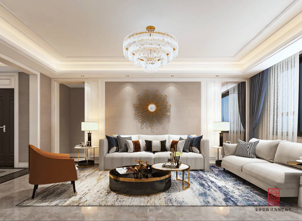 國(guó)赫天著155平米裝修-輕奢風(fēng)格-客廳