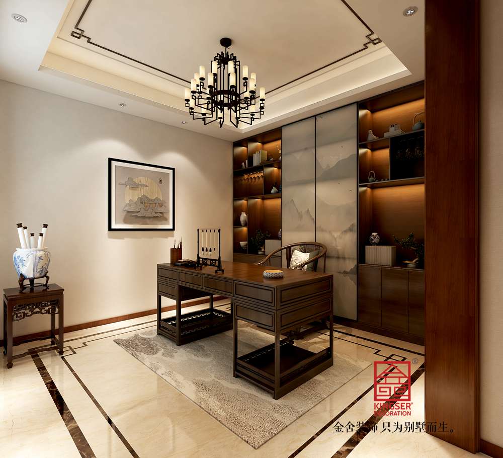 榮盛御府186平米新中式風(fēng)格裝修-書房