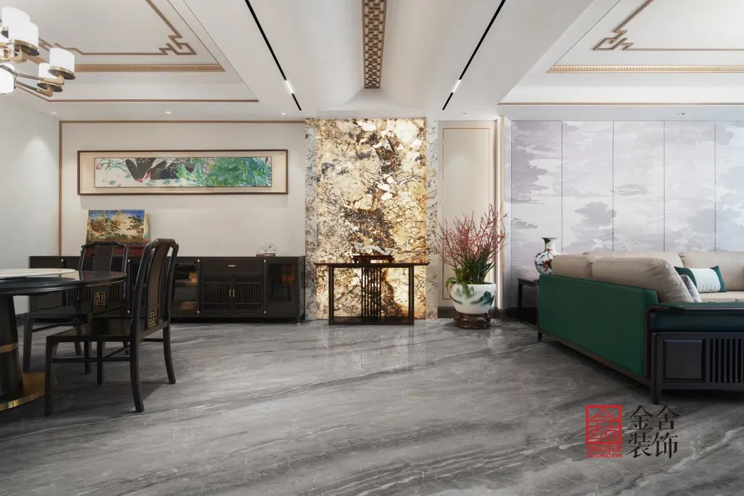 乾園燕熙臺360平米新中式風格裝修-玄關(guān)