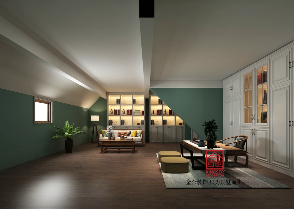 九里晴川144平米現(xiàn)代美式風格裝修-書房