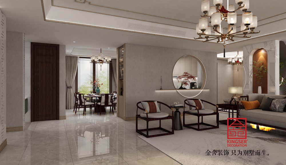 皓順府370平新中式風格裝修-客廳