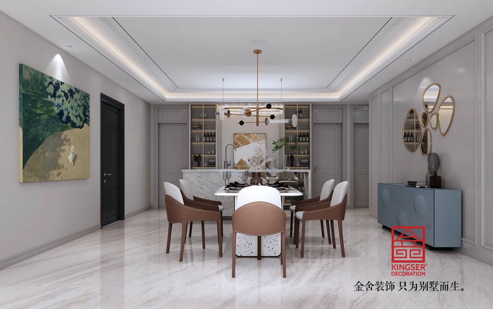 利航棠樾府265平米現(xiàn)代輕奢風(fēng)格裝修-餐廳