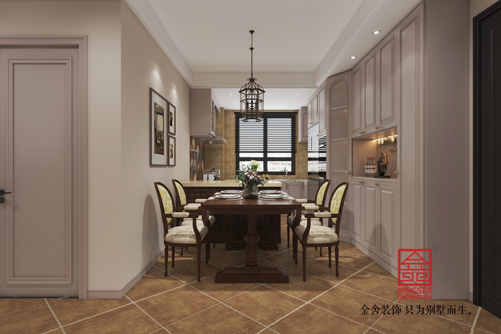 國(guó)仕山130平米歐式風(fēng)格裝修-餐廳