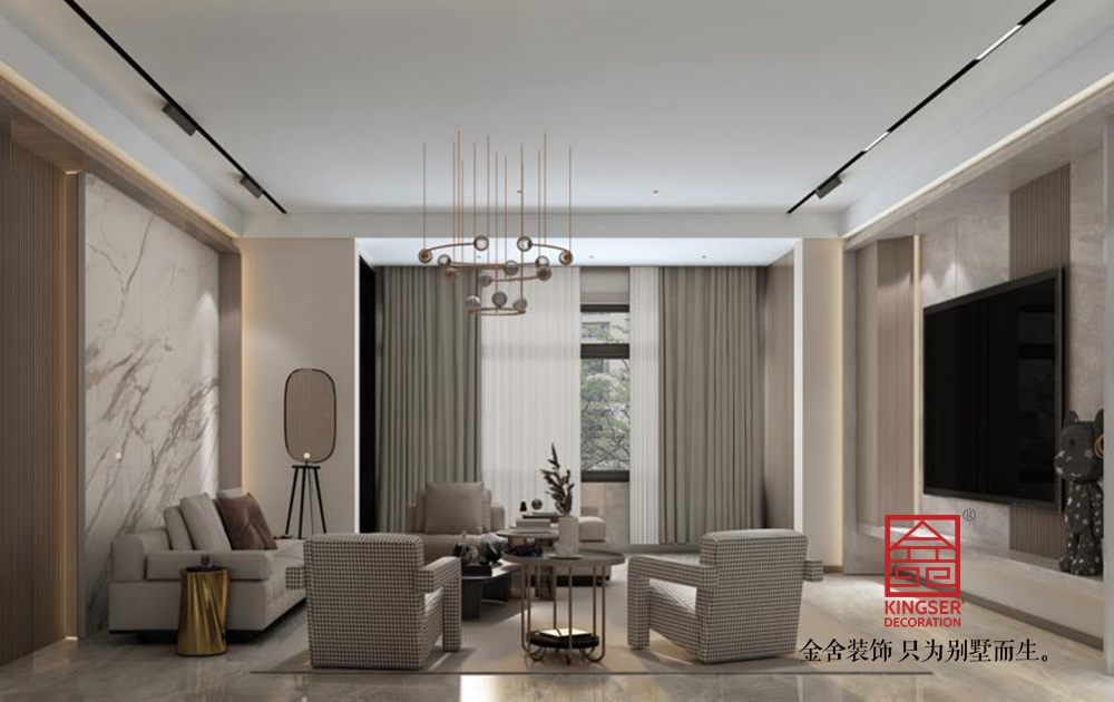 榮盛華府200平米現(xiàn)代簡(jiǎn)約風(fēng)格裝修-客廳