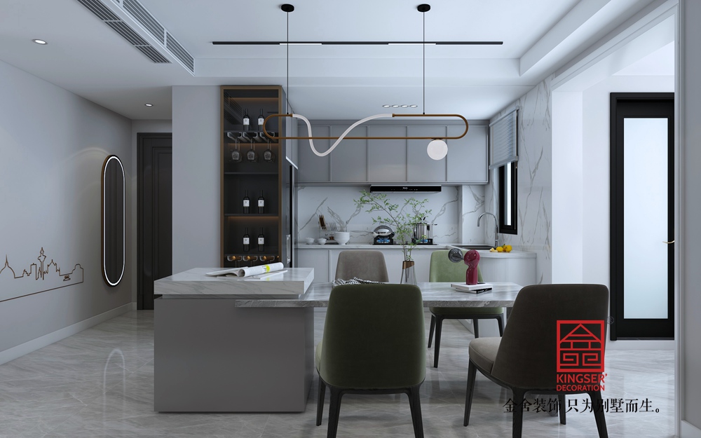 中冶德賢公館123平米極簡(jiǎn)風(fēng)格裝修-餐廳