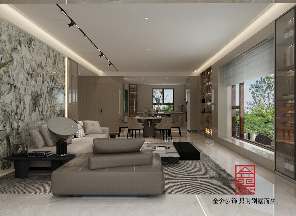 瑞凝府211平米現(xiàn)代簡約風(fēng)格裝修-客廳