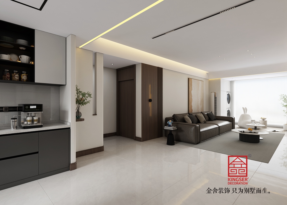 榮盛華府175平米現(xiàn)代簡約裝修-客廳