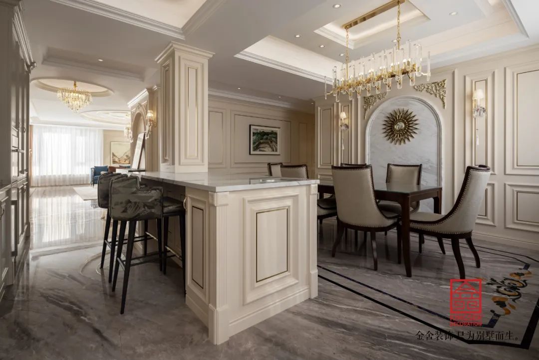 玫瑰灣380㎡頂躍美式風格裝修-餐廳