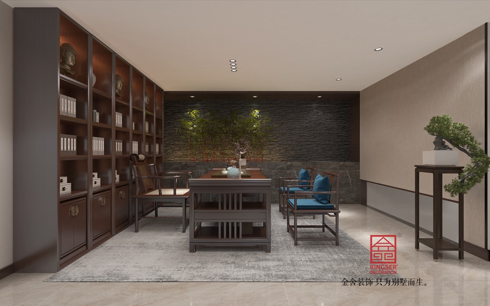 榮逸院子300平米中式風(fēng)格裝修-書房