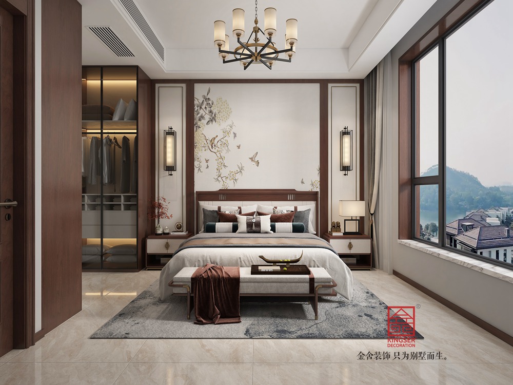 榮逸院子300平米中式風(fēng)格裝修-臥室