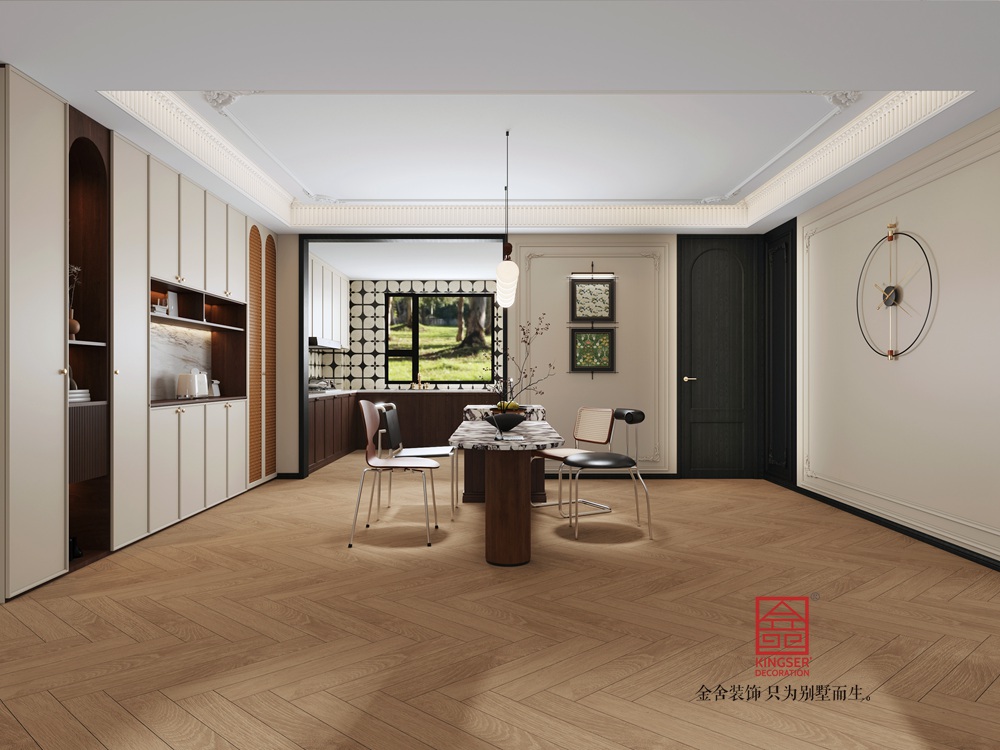 中海峯235平米復(fù)古美式風(fēng)格裝修-餐廳