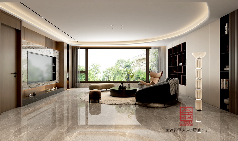 中海峯235平米現(xiàn)代簡(jiǎn)約裝修-客廳