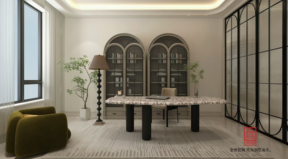 中海峯叁號院270平米簡約法式風格裝修-書房