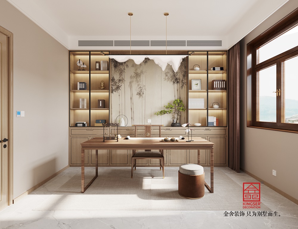 瀚唐200平米原木新中式風(fēng)格裝修-茶室