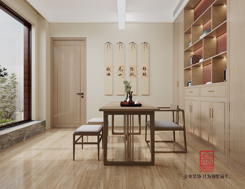 瀚唐200平米原木新中式風(fēng)格裝修-茶室