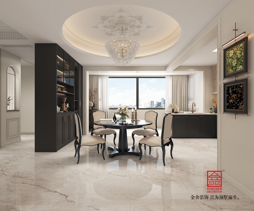 榮盛華府205平米香奈兒風(fēng)格裝修-餐廳