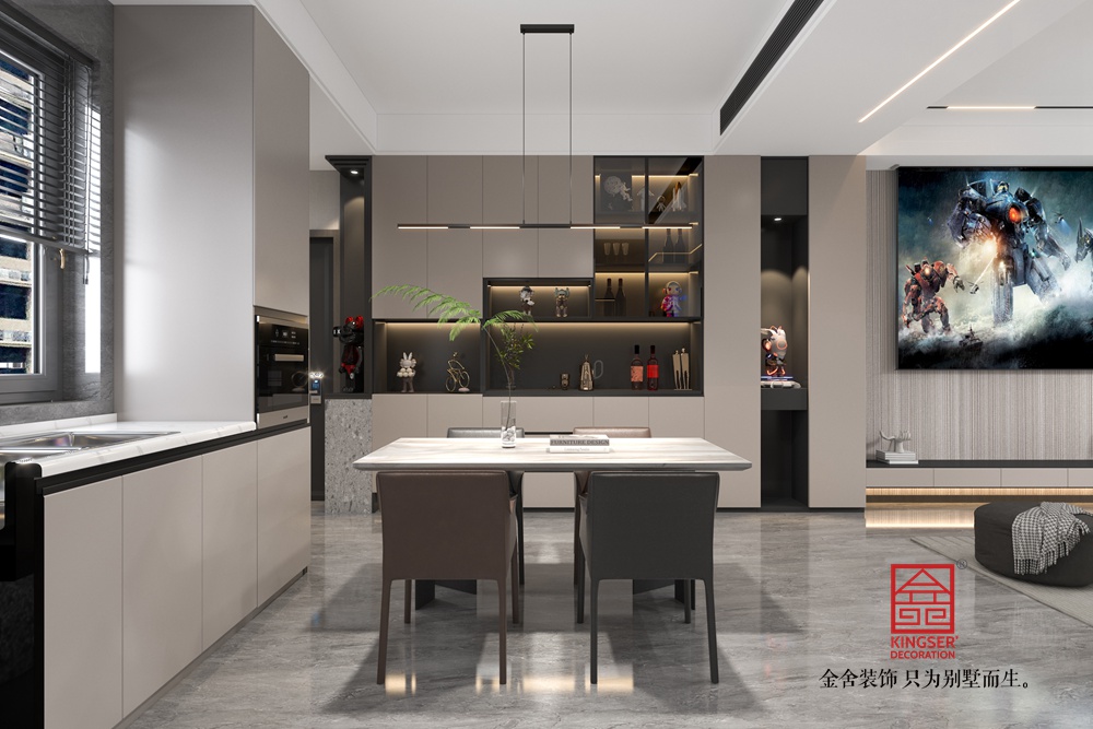 時(shí)代中心121平米現(xiàn)代簡(jiǎn)約裝修-餐廳